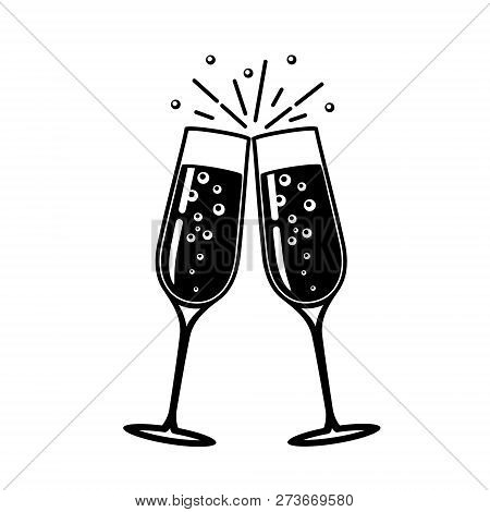Champagne Glass Vector Icon.
