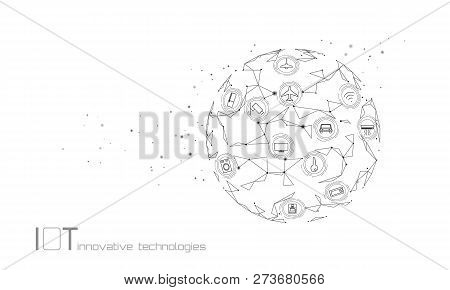 Planet Earth Internet Of Things Icon Innovation Technology Concept. Wireless Communication Network I