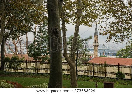 Istanbul, Turkey: The View From Gulhane Park To The City: The Minaret Of The Mosque, Galat Tower, Th