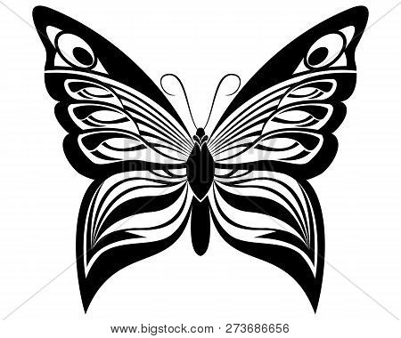 Butterfly Vector Art Stencil For Tattoo Or T-shirt Print