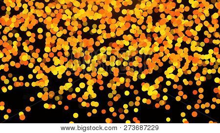Mnay Gold Falling Round Particles In Space, Celebratory 3d Render Background For Holidays