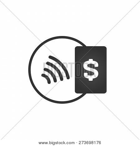 Nfc Payment. Pos Terminal Confirms Contactless Payment From Credit Card. Near Field Communication Co