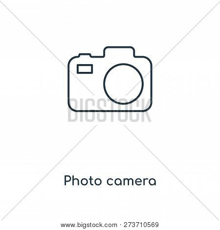 Photo Camera Icon In Trendy Design Style. Photo Camera Icon Isolated On White Background. Photo Came
