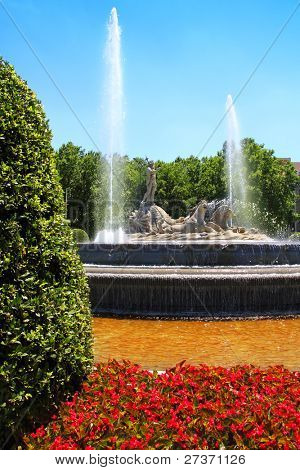 Fontana Neptuno Madrid in Spagna del Paseo de la Castellana