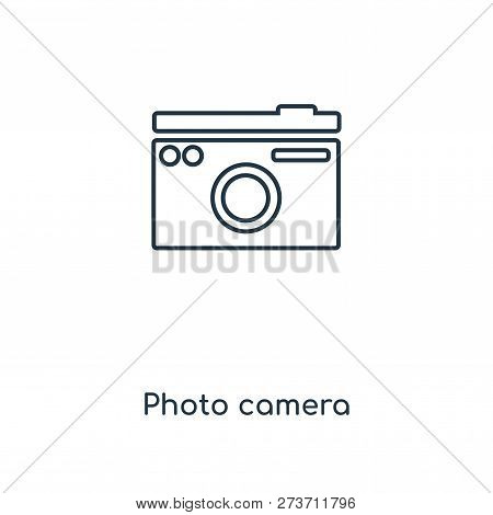 Photo Camera Icon In Trendy Design Style. Photo Camera Icon Isolated On White Background. Photo Came