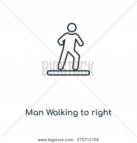 Man Walking To Right Icon In Trendy Design Style. Man Walking To Right Icon Isolated On White Backgr