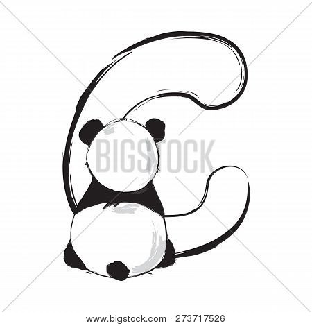 Panda Bear Cute Animal English Alphabet Letter C With Cartoon Baby Font Illustrations