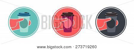 coffee cup in hand. Simple icon set