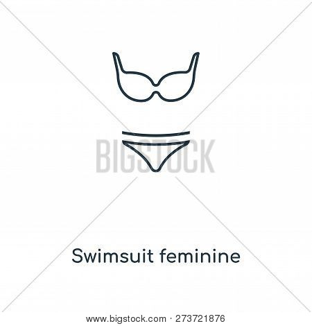 Swimsuit Feminine Icon In Trendy Design Style. Swimsuit Feminine Icon Isolated On White Background. 