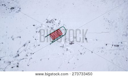 Sled In The Snow View From The Quadcopter