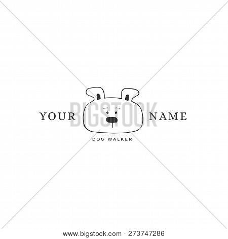 Vector Hand Drawn Logo Template For Pets Related Business. Head Of A Dog. For Pets Related Business.