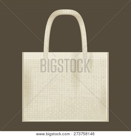 Canvas Cotton Textiles Eco Bag. Natural Color. Stop Plastic Pollution. Grunge Texture