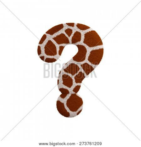 Giraffe interrogation point - 3d Giraffe fur symbol isolated on white background. this alphabet is perfect for creative illustrations related but not limited to Safari, Wildlife, Africa...