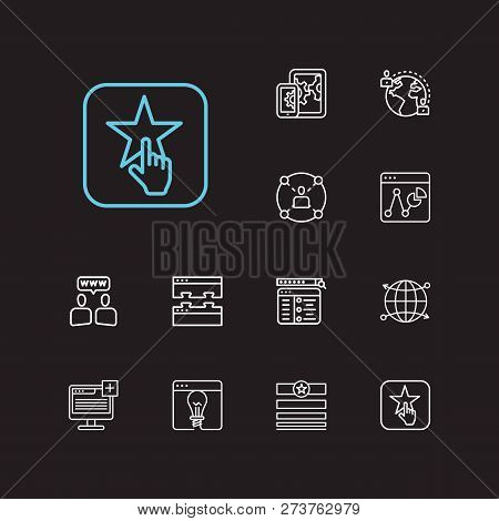 Search Icons Set. Social Network And Search Icons With Social Building, Link Building And Customer R