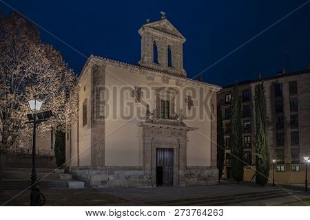 Night View Of The Church Of San Blas De Salamanca