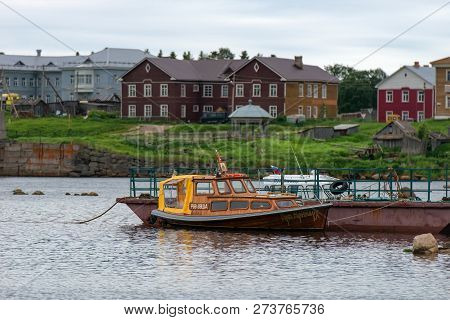 Solovki, Republic Of Karelia, Russia - June 25, 2018: Monastery Boat Stands At The Pier In The Gulf 