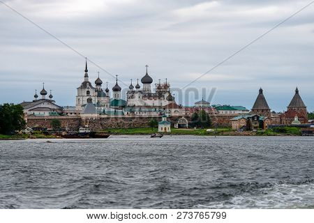 View On Solovetsky Monastery From The Bay Of Well-being, Russia. Solovetsky Monastery Is On The Unes
