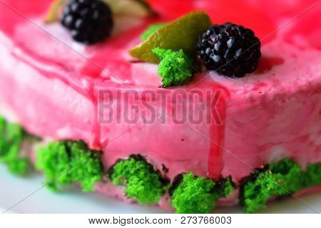 Homemade Cake With Strawberries Cream And Lime