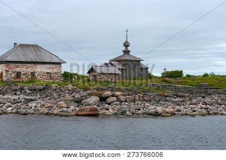 Andreevskiy Skit Of The Solovetsky Monastery On The Bolshoi Zayatsky Island At Sunset. Solovetsky Ar