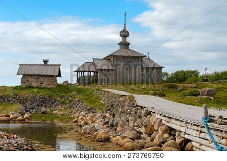 Andreevskiy Skit Of The Solovetsky Monastery On The Bolshoi Zayatsky Island At Sunset. Solovetsky Ar