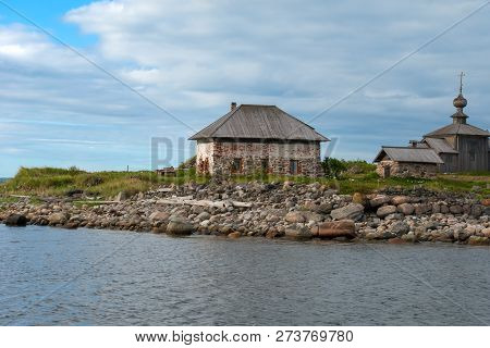 Andreevskiy Skit Of The Solovetsky Monastery On The Bolshoi Zayatsky Island At Sunset. Solovetsky Ar