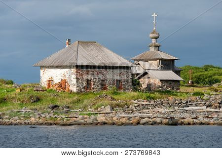 Andreevskiy Skit Of The Solovetsky Monastery On The Bolshoi Zayatsky Island At Sunset. Solovetsky Ar