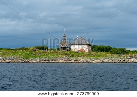 Andreevskiy Skit Of The Solovetsky Monastery On The Bolshoi Zayatsky Island At Sunset. Solovetsky Ar