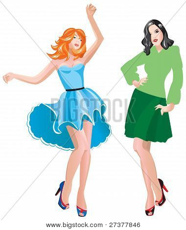 2 muito meninas vestir no casual wear