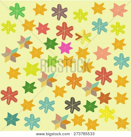 Childrens Colorful Background With Stars And Flowers
