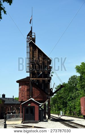 Water Tower, Water Stop And Water Station For Steam Engine Trains Railroad At Greenfield Village, De