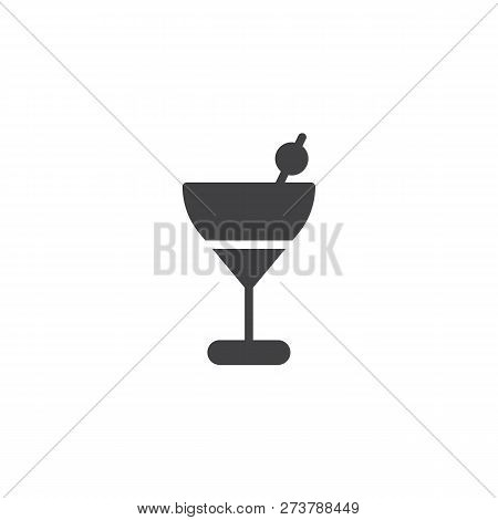 Cocktail Glass Vector Icon. Filled Flat Sign For Mobile Concept And Web Design. Martini Drink With O