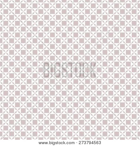 Subtle Vector Seamless Pattern. Abstract Geometric Texture With Square Staggered Grid, Crosses, Repe