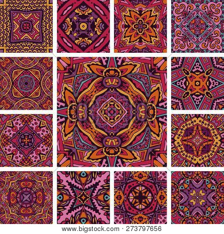 Multicolor Seamless Abstract Festive Vivid Tile Pattern Vector Decoration. Tiled Ethnic Pattern For 