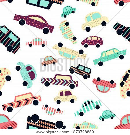 Seamless Pattern With Cars. Art Can Be Used Fow Backgrounds, Printing, Postcard.