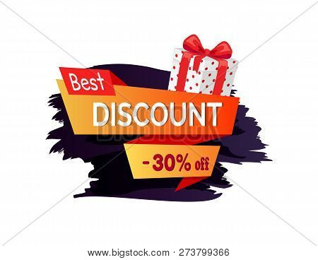 Best Black Friday Prices And Sellouts Of Shops Vector. Present In Box Wrapped In Paper And Decorated