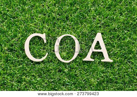 Wood Alphabet In Word Coa (abbreviation Of Certificate Of Analysis, Certificate Of Authenticity, Cau