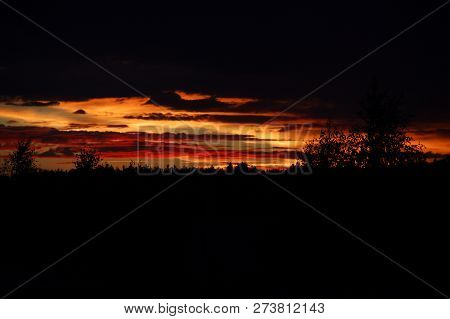 Colorful Sunset In Summer In The Countryside, Russia
