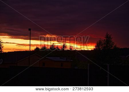 Colorful Sunset In Summer In The Countryside, Russia