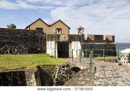 Nádvoří vstup Fort Oranje Oranjestad Sint Eustatius ostrov karibské Nizozemsko