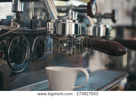 Making Your Brew At A Time That Suits Your Routine. Stainless Steel Coffee Machine Or Coffeemaker. C