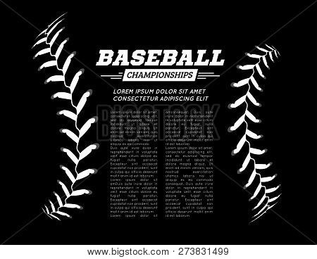Baseball Ball Text Frame On Black Background. Vector