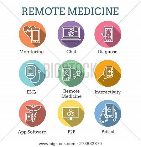 Telemedicine Abstract Idea - Icons Illustrating Remote Health And Software