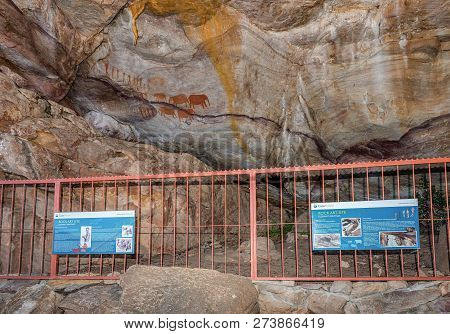 Cederberg, South Africa, August 23, 2018: San Rock Art At The Stadsaal Caves And Rock Art Site In Th