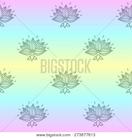 Simple Lotus Flowers Seamless Vibrant Vector Pattern