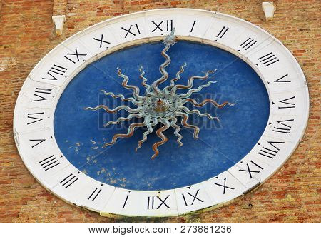 Historical Clock Of Saint Andrews In Chioggia, Italy