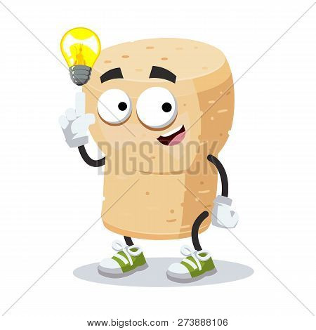 Cartoon Have An Idea Wine Cork Mascot