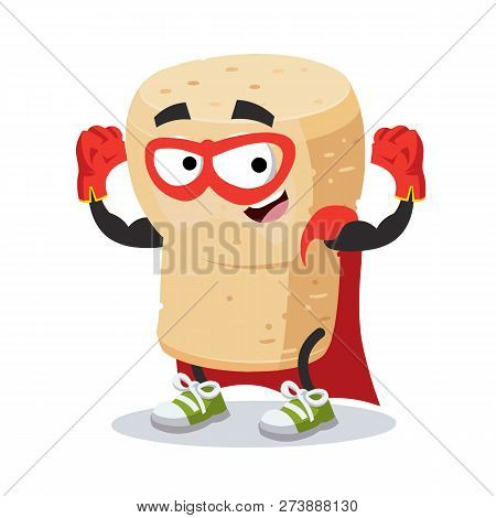 Superhero Cartoon Wine Cork Character Mascot In Sneakers