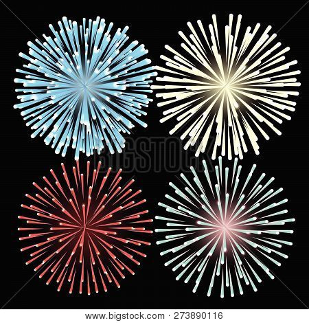 Fireworks Display Seamless Pattern Background. Vector Illustration
