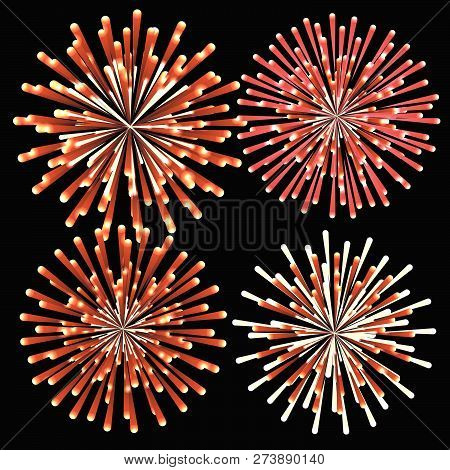 Fireworks Display Seamless Pattern Background. Vector Illustration