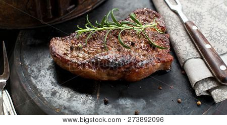 Fresh Juicy Medium Rare Beef Grillsteak. Barbecue Meat Close Up.